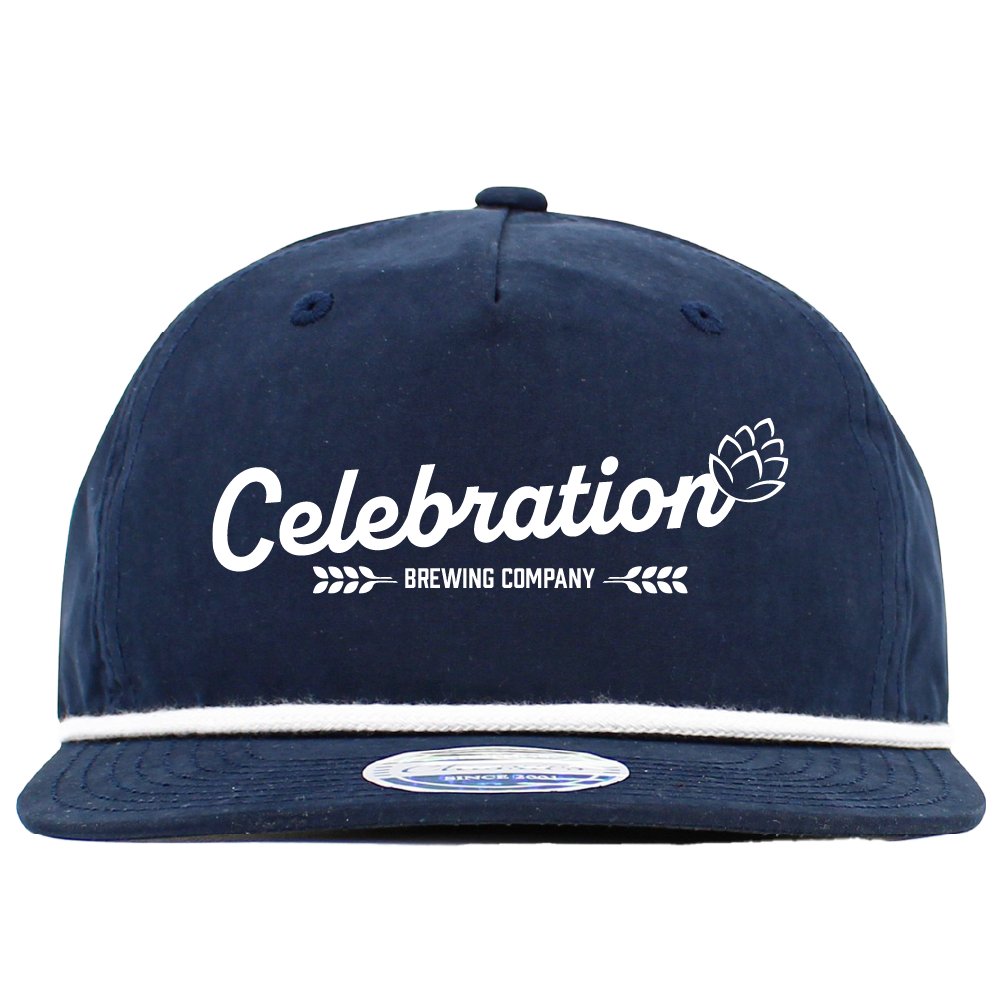 Celebration Brewing Company Embroidered Rope Snapback Hat NAV-WHT
