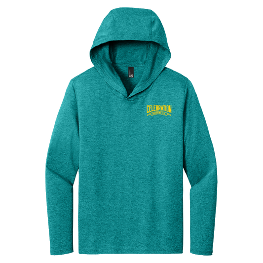 Celebration Brewing Company Greetings Hoodie Heather Teal Front