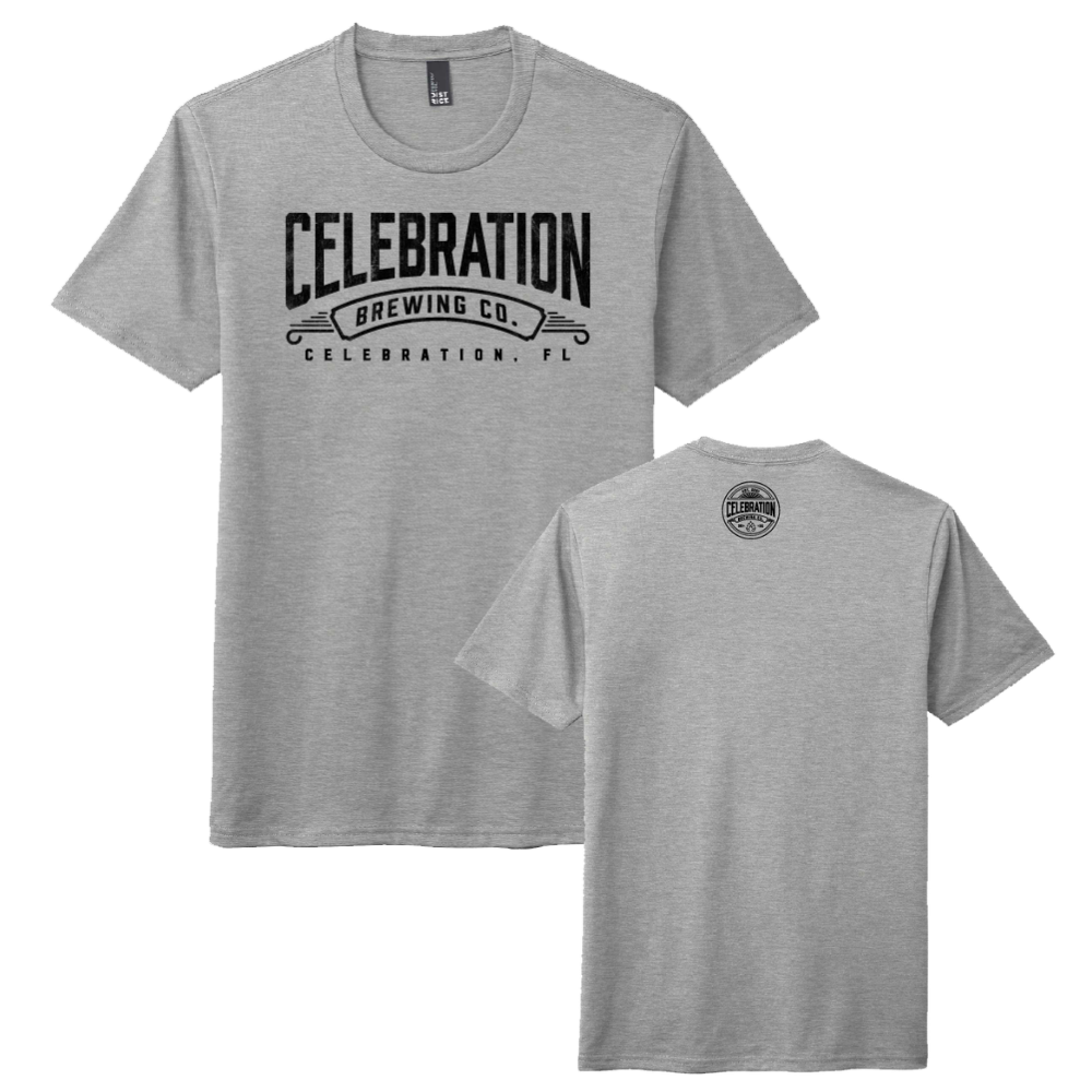 Celebration Brewing Company Wordmark T-Shirt Grey Frost Both