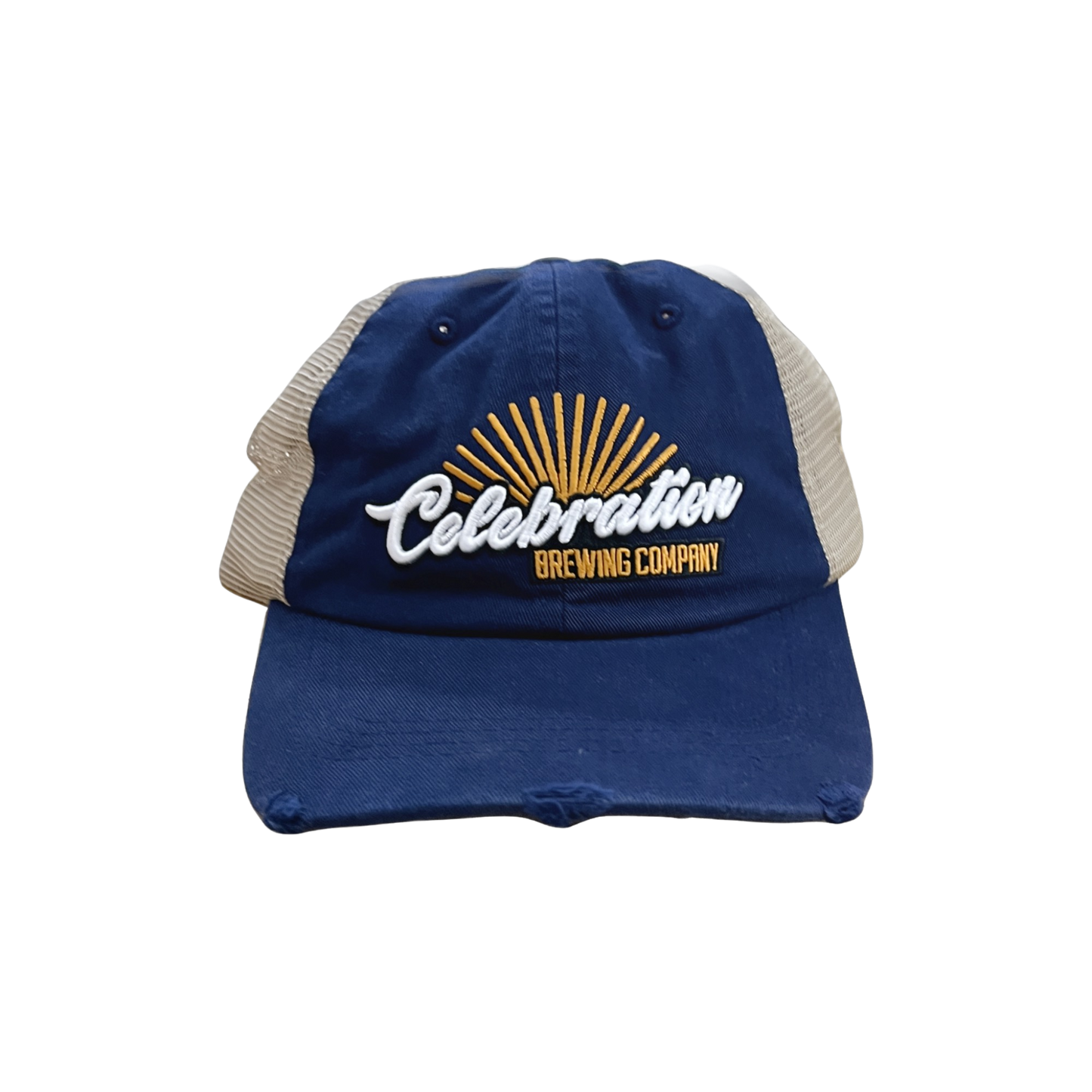Cursive Sunburst Distressed Hat