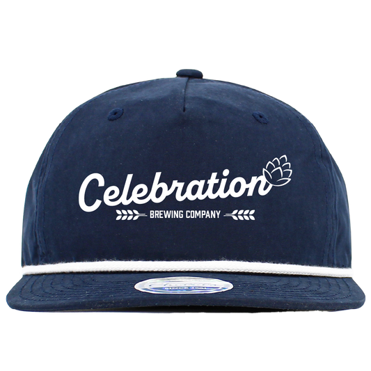 Celebration Brewing Company Embroidered Rope Snapback Hat NAV-WHT