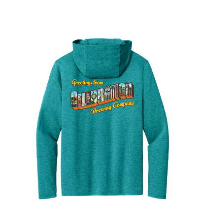 Celebration Brewing Company Greetings Hoodie Heather Teal Back