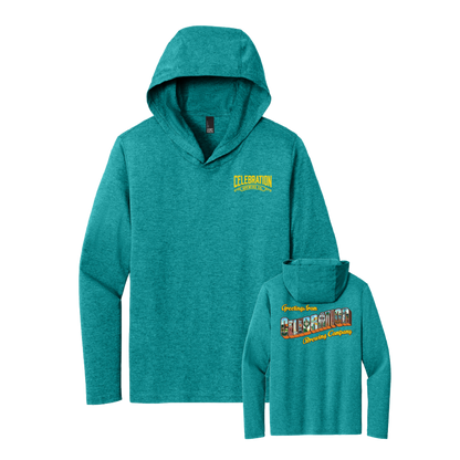 Celebration Brewing Company Greetings Hoodie Heather Teal Both