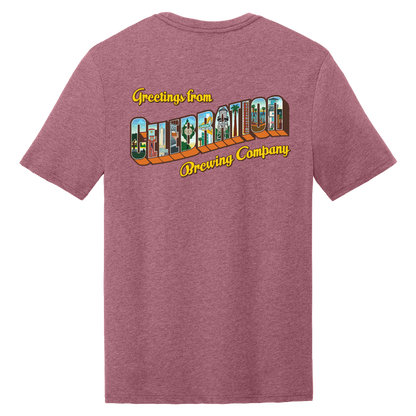 Celebration Brewing Company Greetings T-Shirt Orchid Haze Back