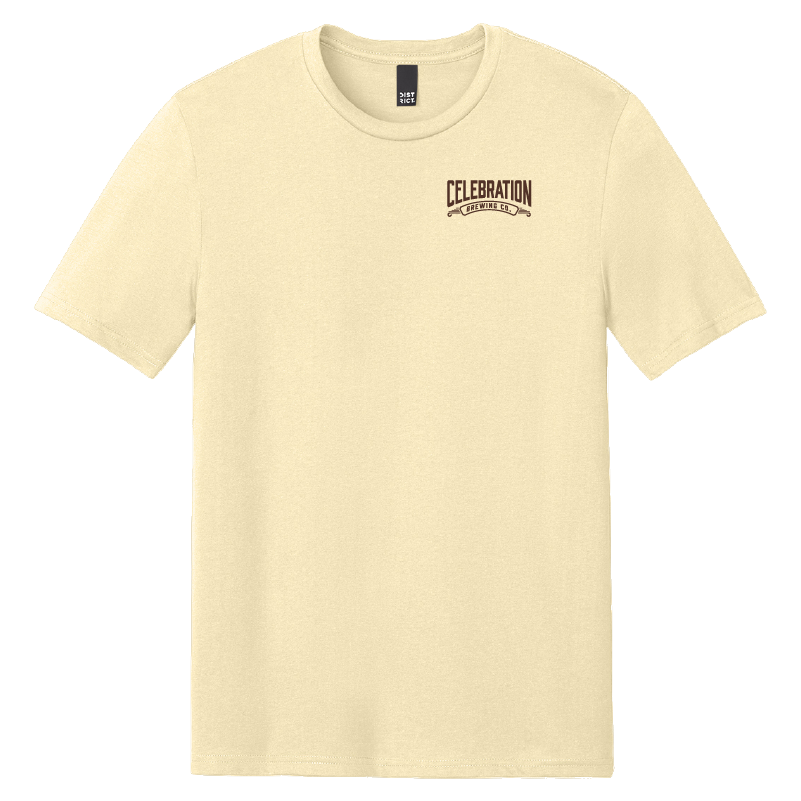 Celebration Brewing Company Greetings T-Shirt Soft Yellow Front
