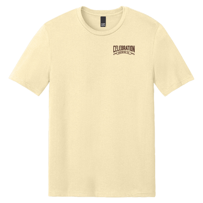 Celebration Brewing Company Greetings T-Shirt Soft Yellow Front