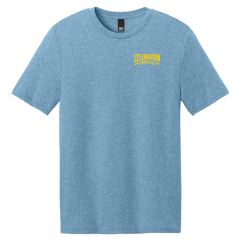 Celebration Brewing Company Greetings T-Shirt Tundra Blue Front