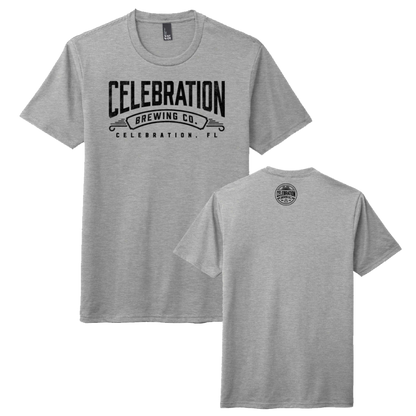 Celebration Brewing Company Wordmark T-Shirt Grey Frost Both