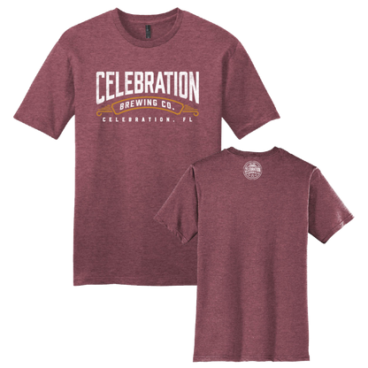 Celebration Brewing Company Wordmark T-Shirt Heathered Cardinal Both