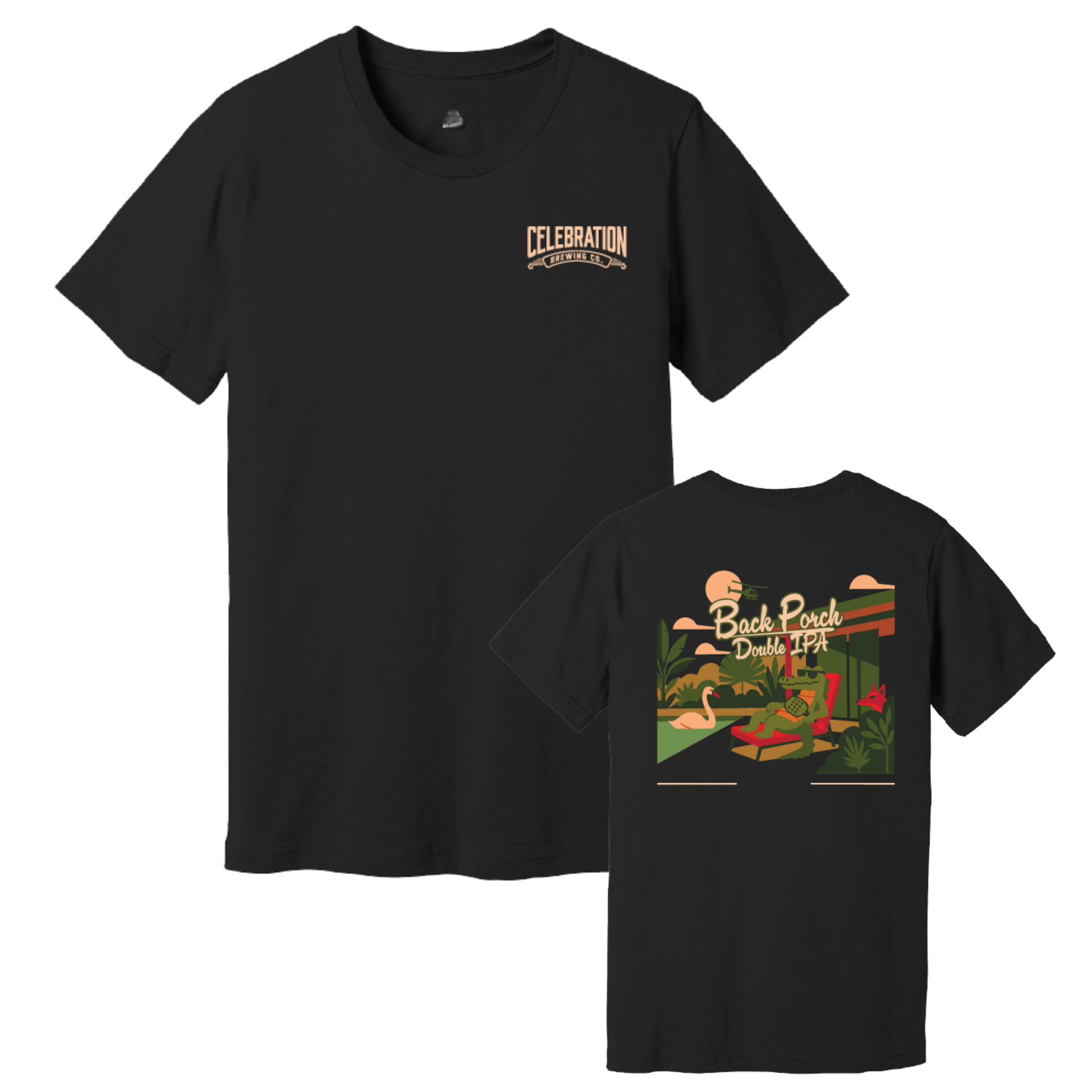 Celebration Brewing Company Back Porch T-Shirt Black Both