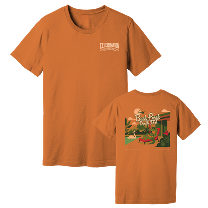 Celebration Brewing Company Back Porch T-Shirt Orange Both
