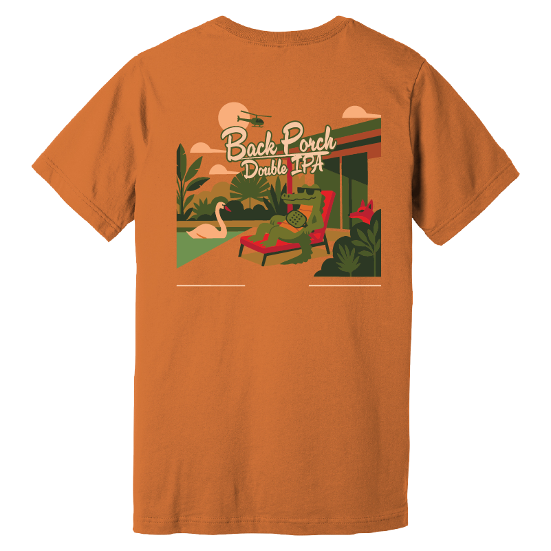 Celebration Brewing Company Back Porch T-Shirt Back Orange