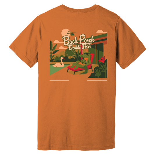 Celebration Brewing Company Back Porch T-Shirt Back Orange