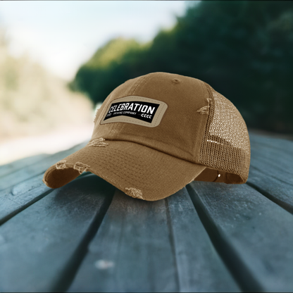 Distressed Banner Patch Mesh Cap