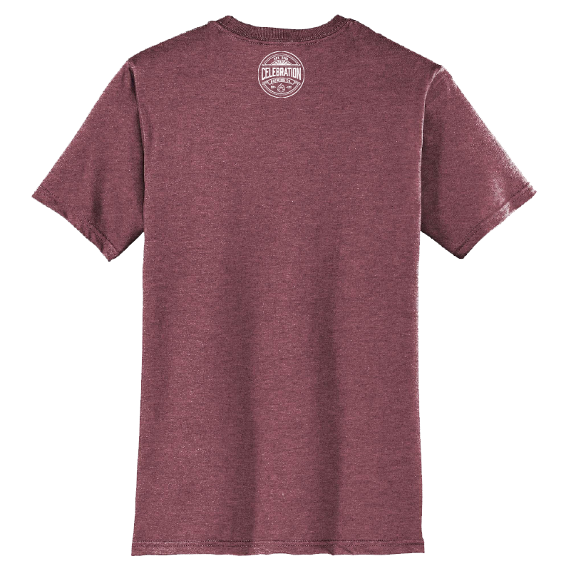 Celebration Brewing Company Wordmark T-Shirt Heathered Cardinal Back