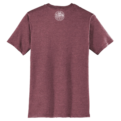 Celebration Brewing Company Wordmark T-Shirt Heathered Cardinal Back