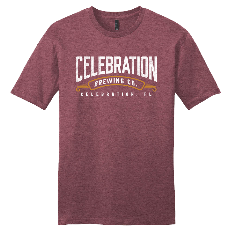 Celebration Brewing Company Wordmark T-Shirt Heathered Cardinal