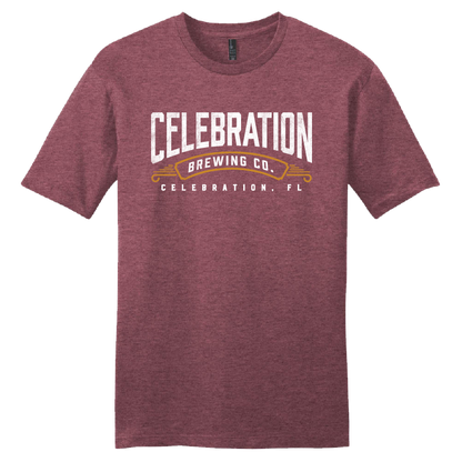 Celebration Brewing Company Wordmark T-Shirt Heathered Cardinal