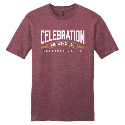 Celebration Brewing Company Wordmark T-Shirt Heathered Cardinal